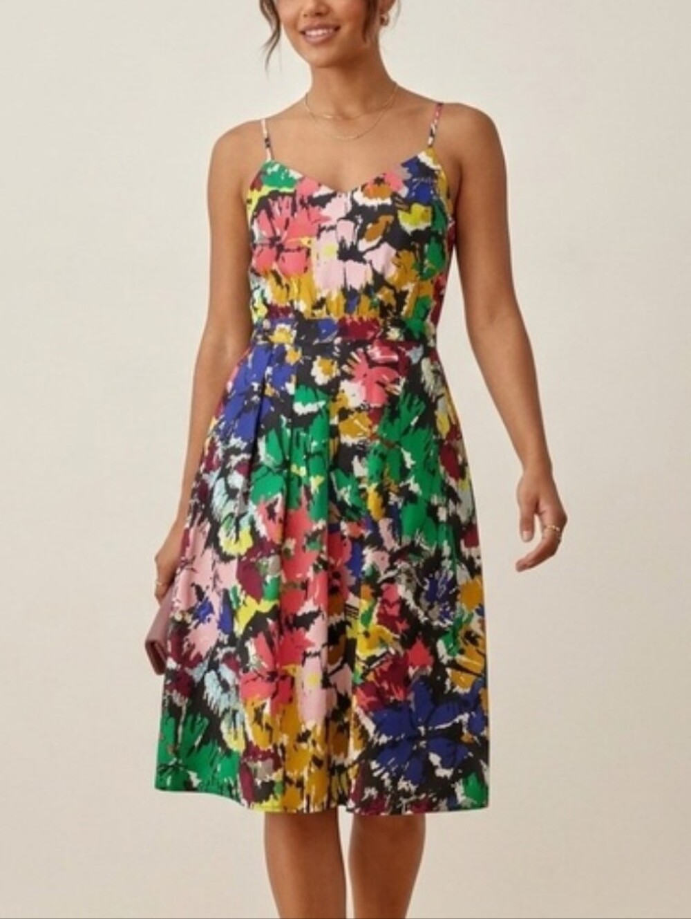 J. Crew 100% Silk Colorful Brushstrokes Midi Dress, Size 4